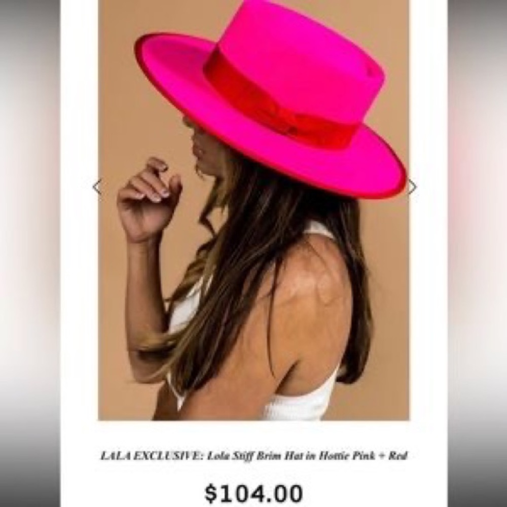 NWT Dressed in Lala Lola Stiff Brim Hat in Hottie Pink and Red